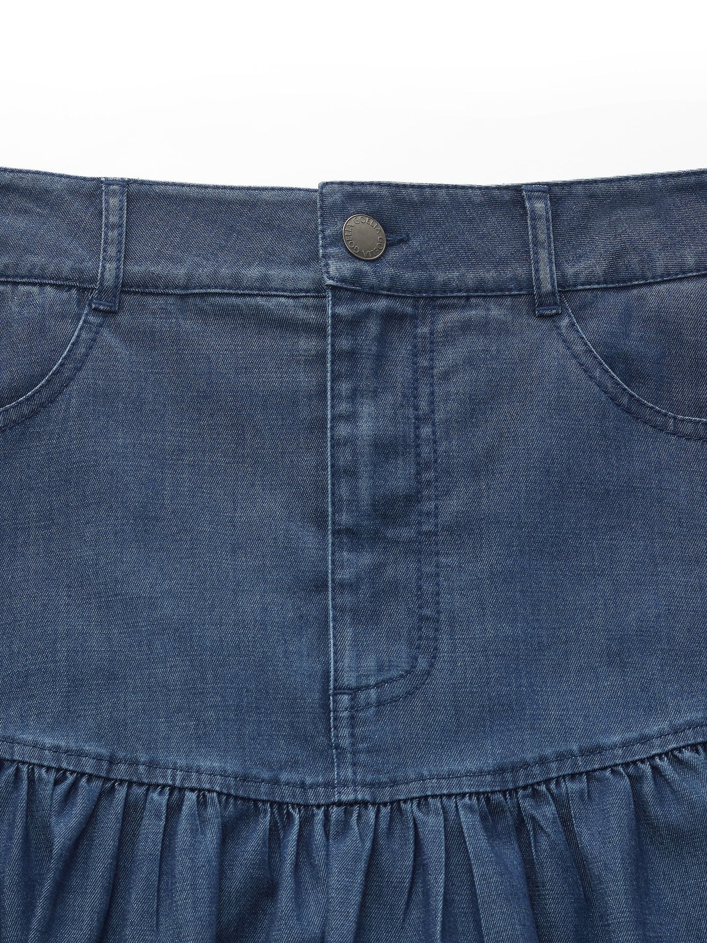 Denim Stretch Women Ruffle Mini Skirt