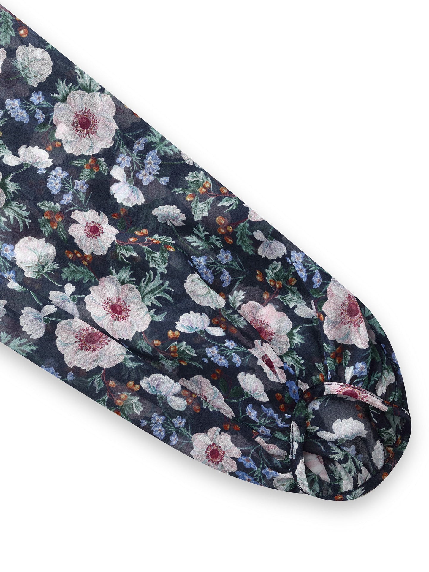 10MM Mulberry Silk Floral Print Women Ruffle V-Neck Blouse