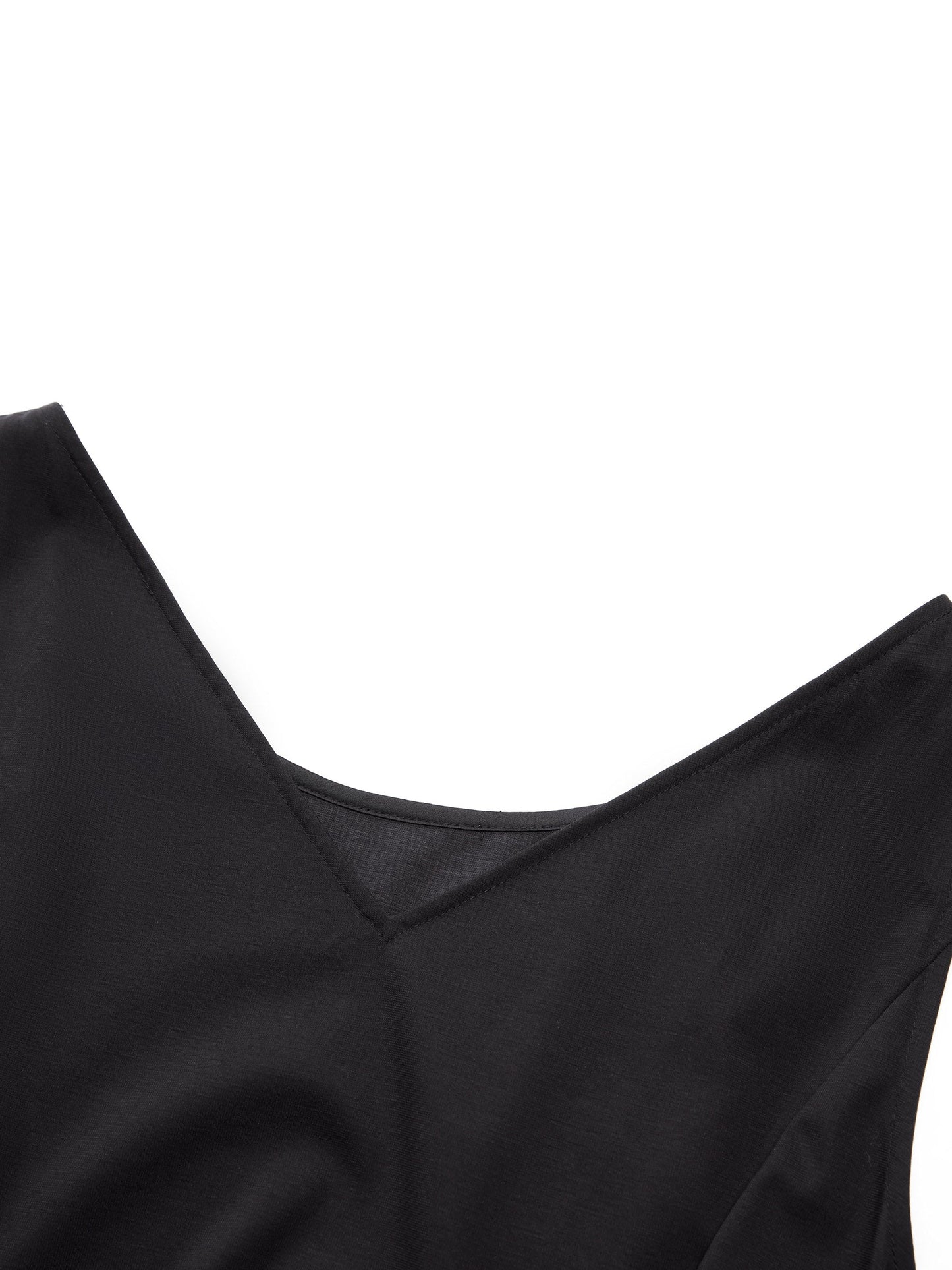 Tencel Blend Sleeveless Women Knit Midi Dress With Detachable Flounce Overlay