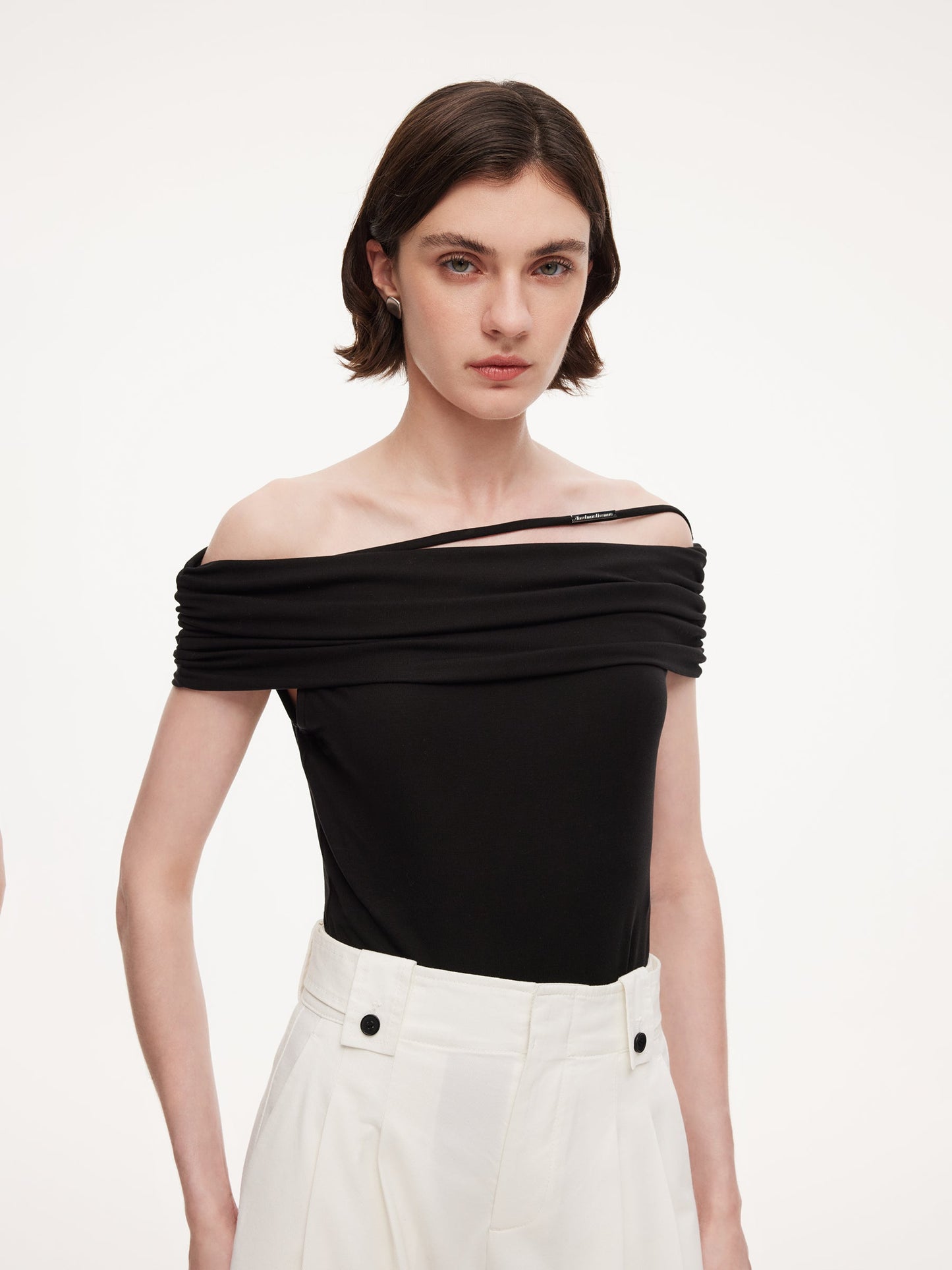 Lyocell Blend Off Shoulder Women Knit Top