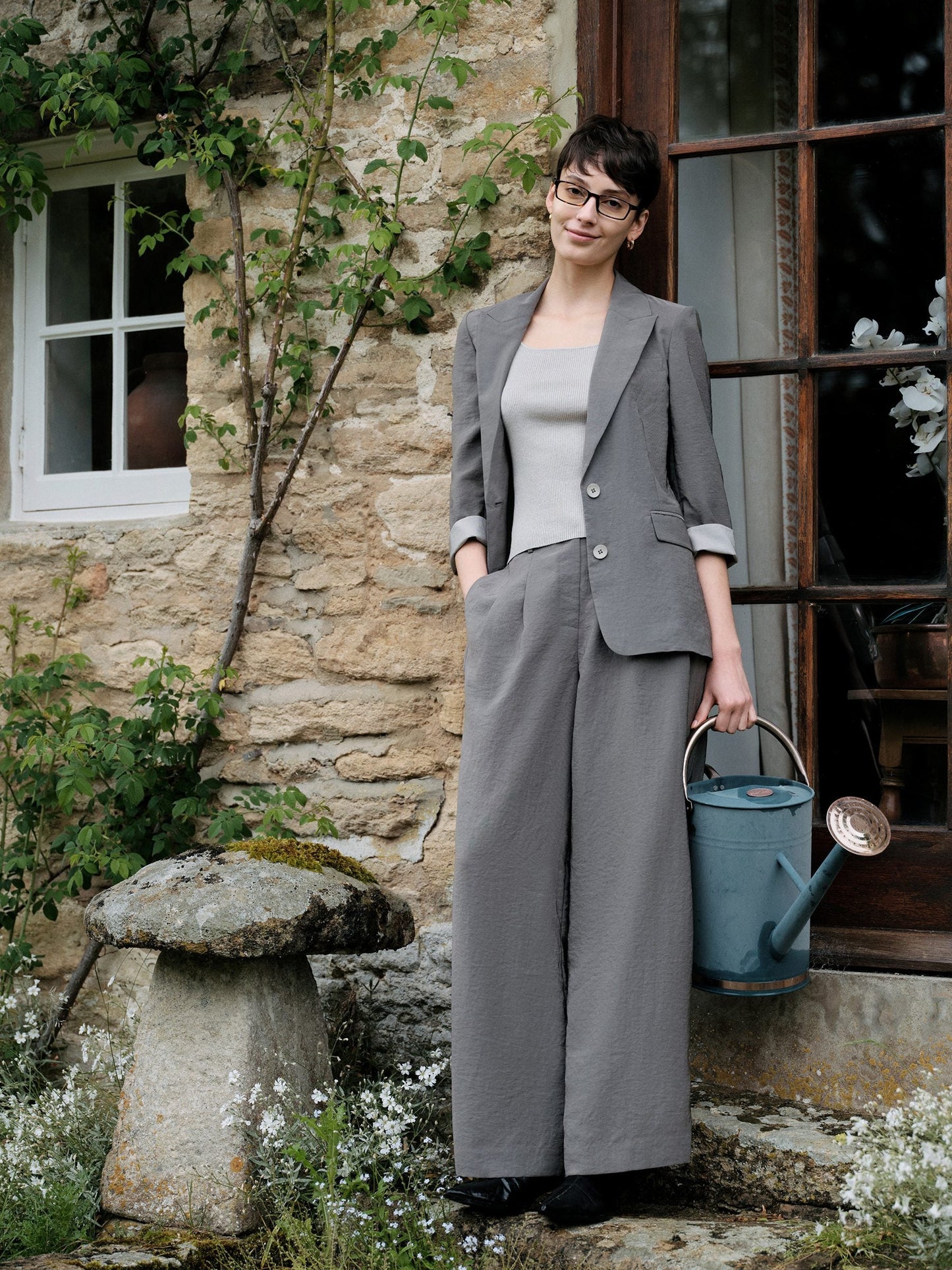 Triacetate Blend Women Straight Leg Pants
