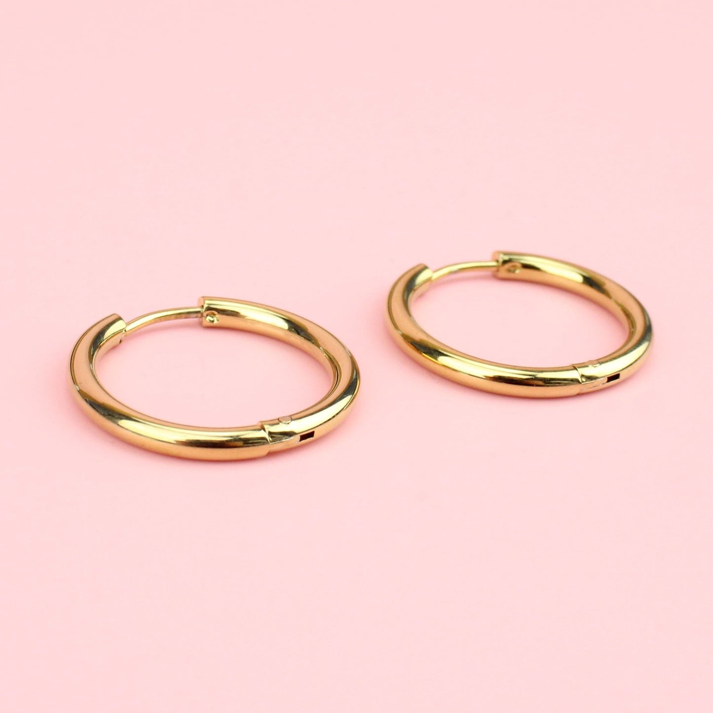 23mm Stainless Steel Hoop Earrings (Gold Plated)