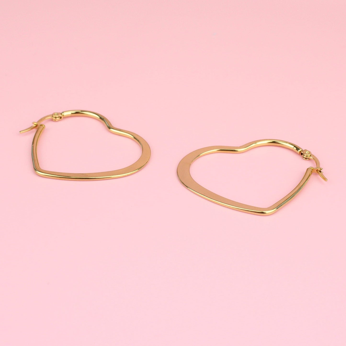 40mm Heart Hoop Earrings (Gold Plated)