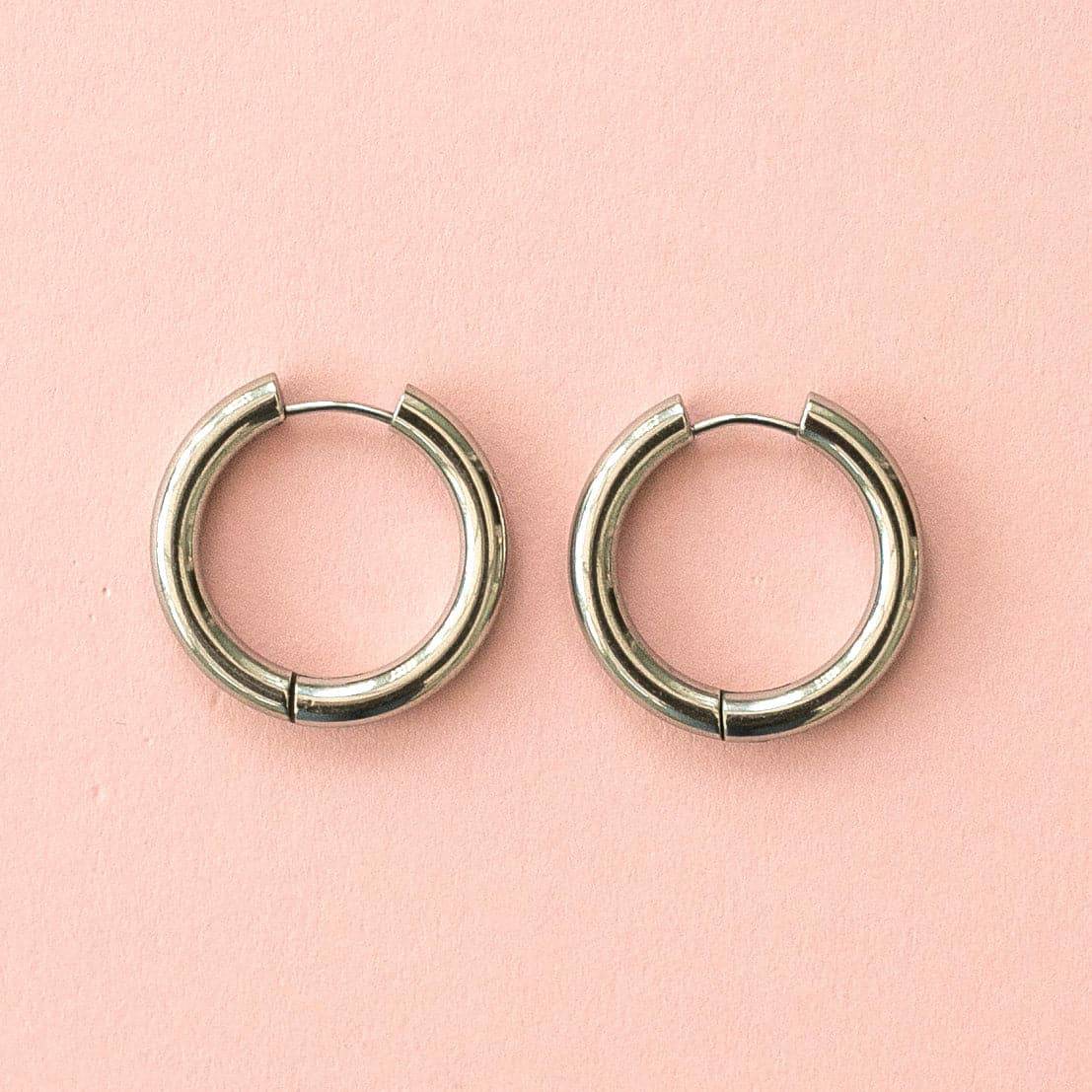 28mm Stainless Steel Hoop Earrings