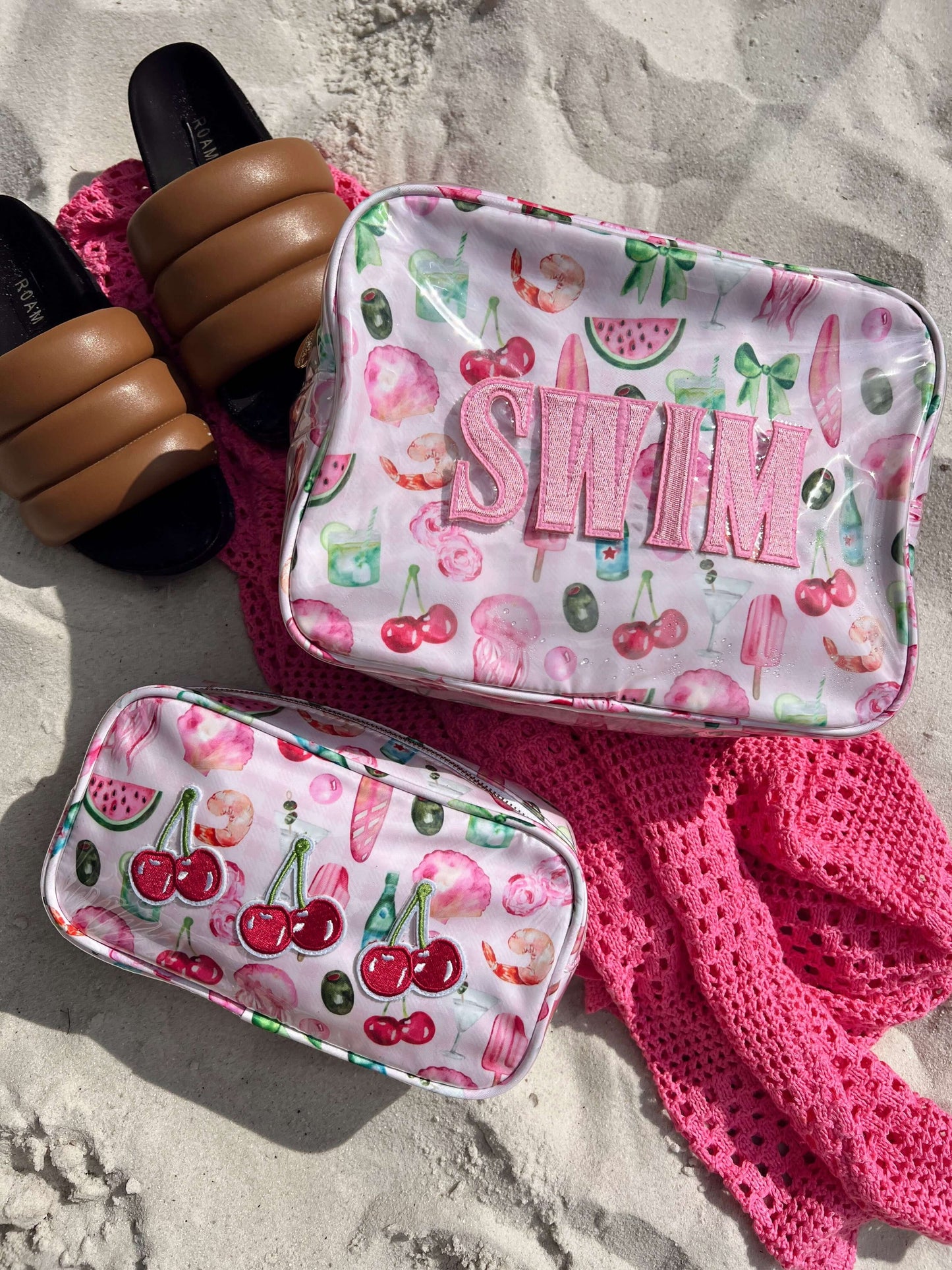3 Cherries - Pink Summer Spritz Clear Coat Large Bag