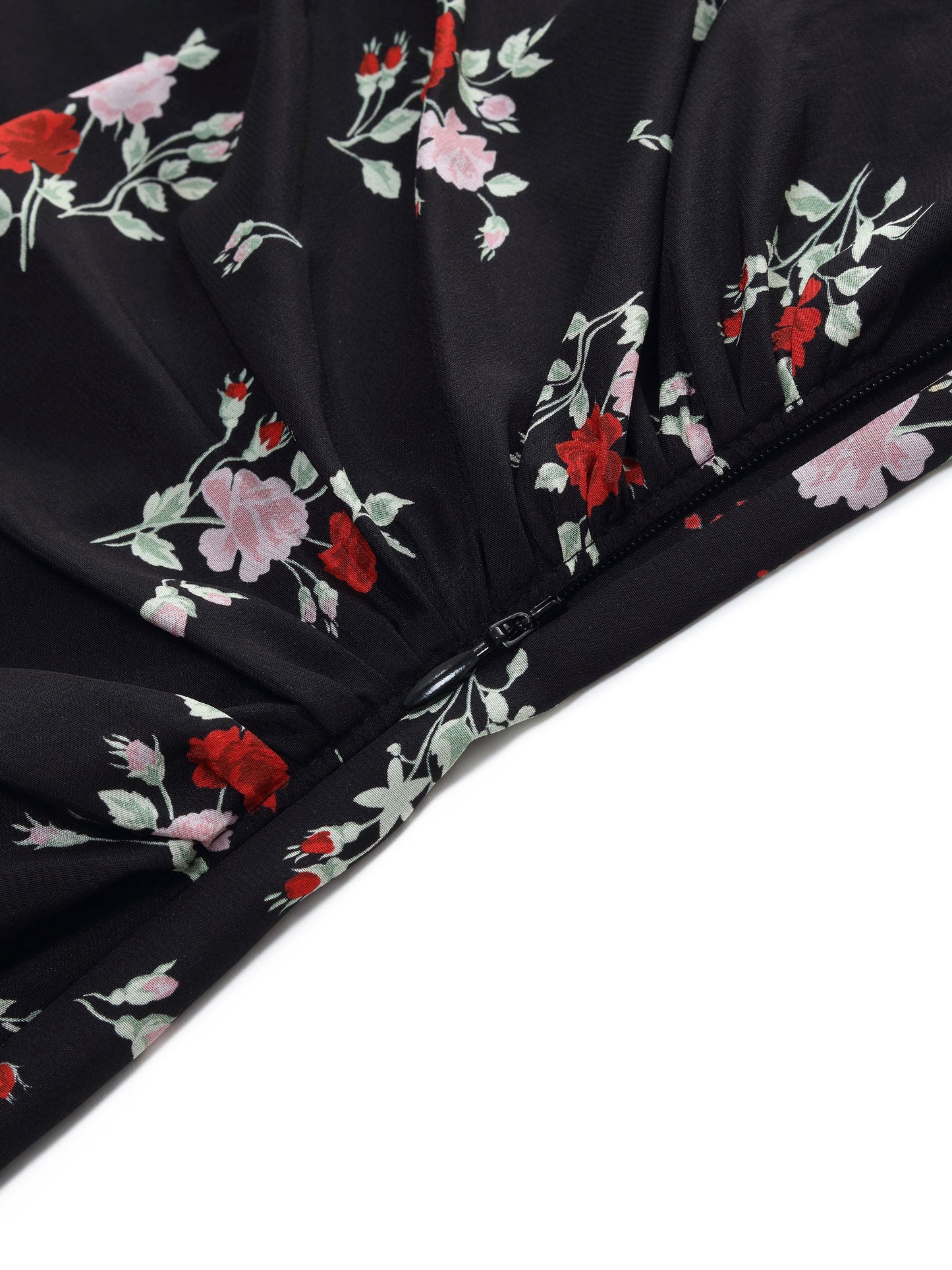 16MM Mulberry Silk Rose Print Women Qipao Midi Dress