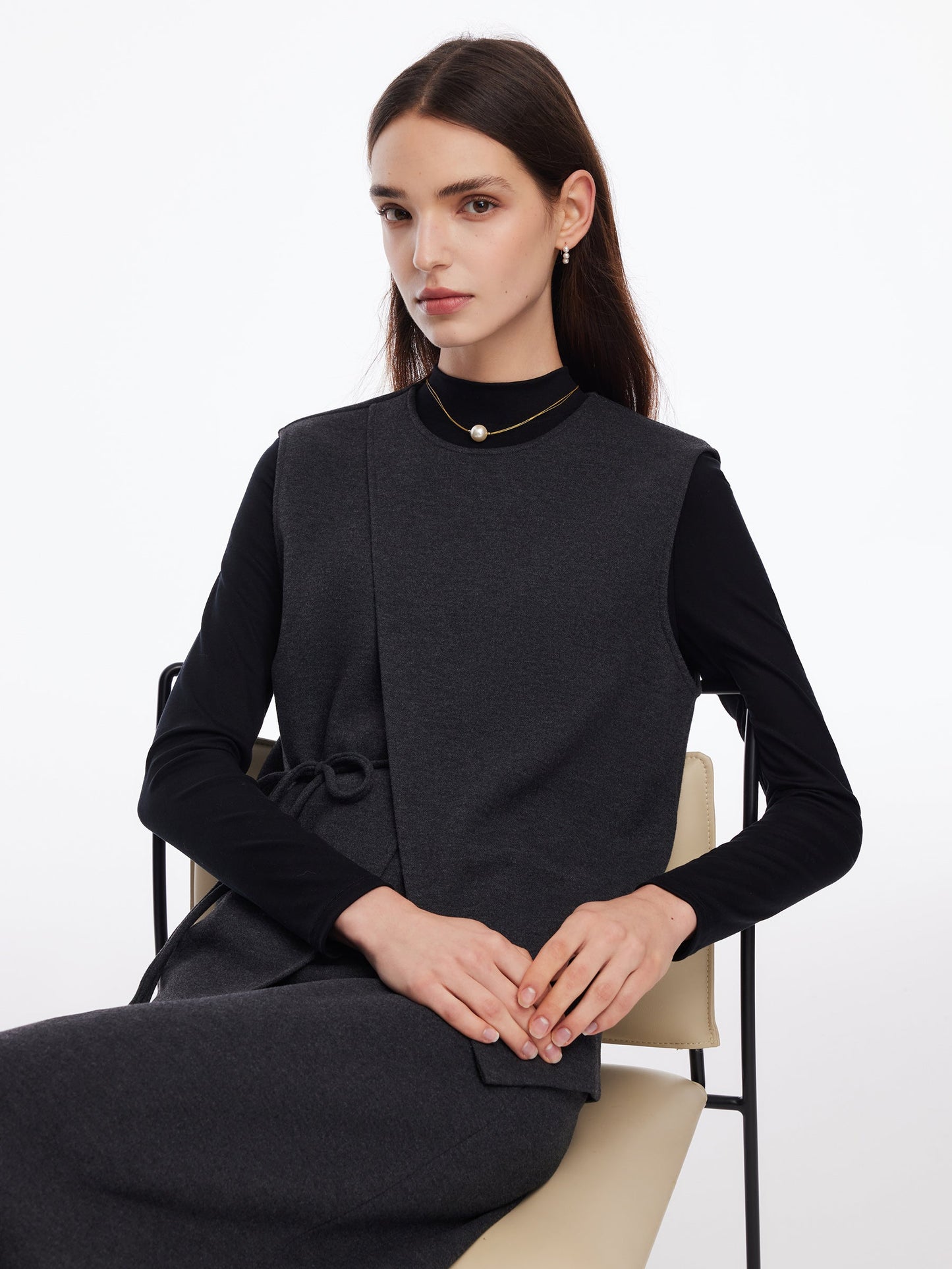 Knit Tank And Skirt And Long Sleeve Top Three-Piece Set