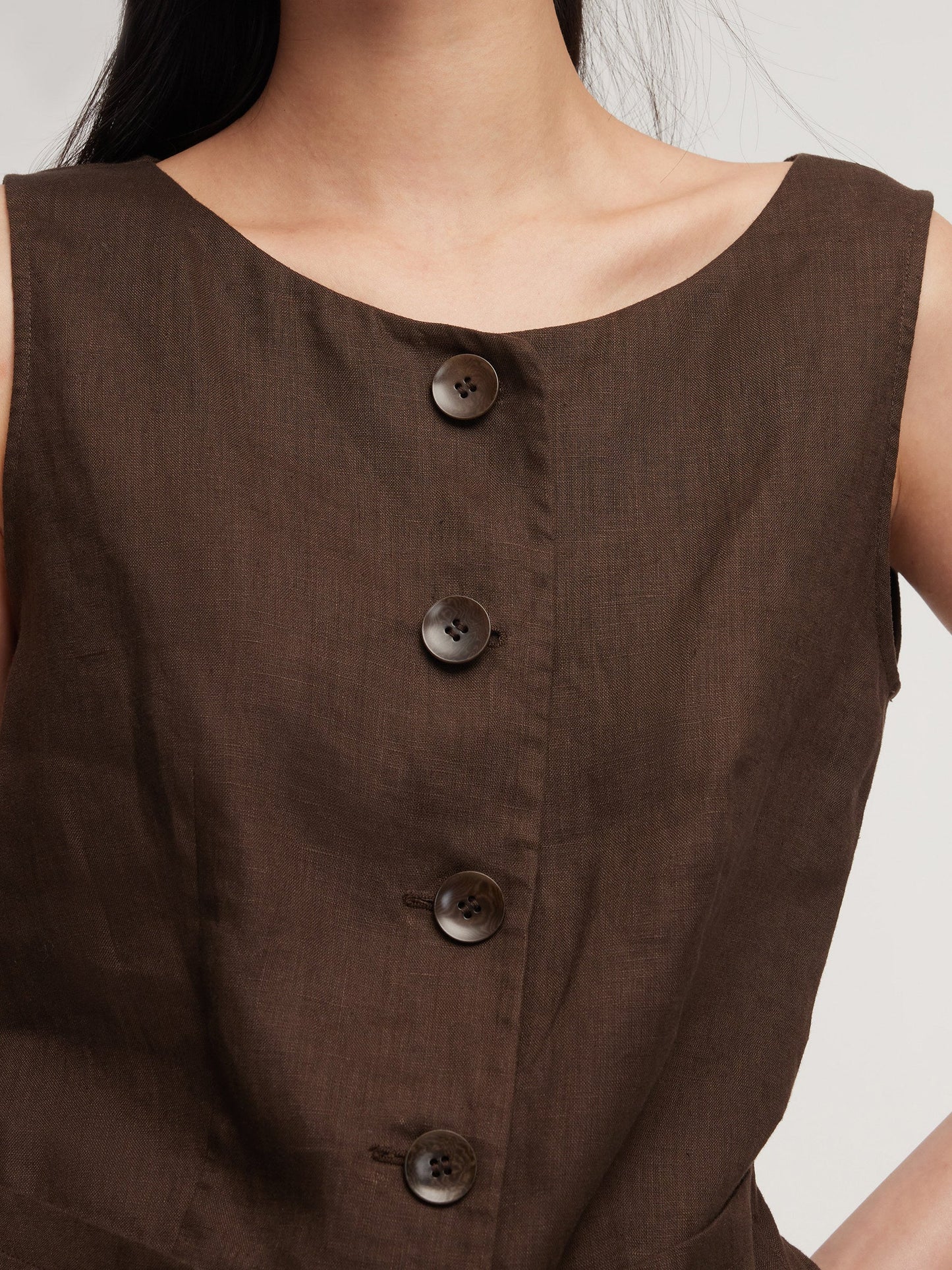 100% Linen Vest And Pants Two-Piece Set