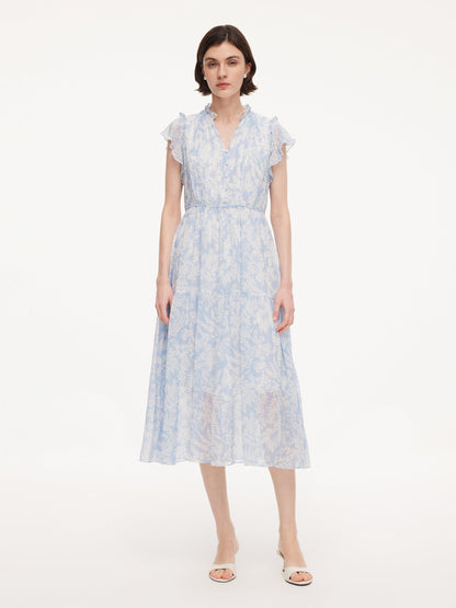 10MM Mulberry Silk Floral Print Women Maxi Dress
