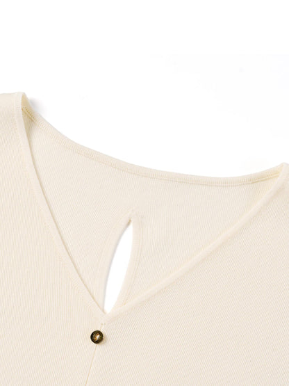Tencel Blend Side Twist Women Cap Sleeve Knit Top