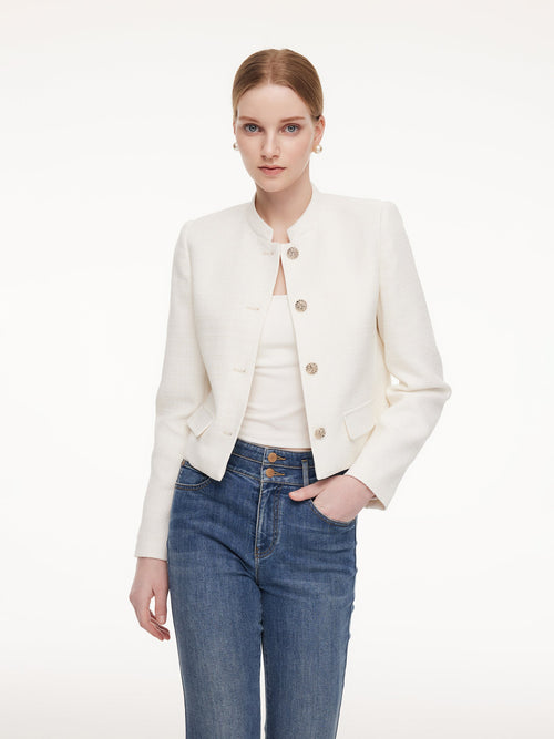 Stand Collar Single-Breasted Women Jacket