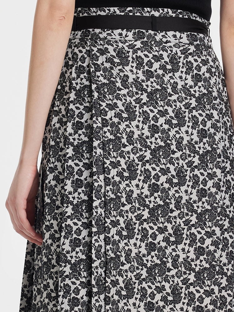 Rose Jacquard Pleated Women Mamianqun With Bottomed Skirt