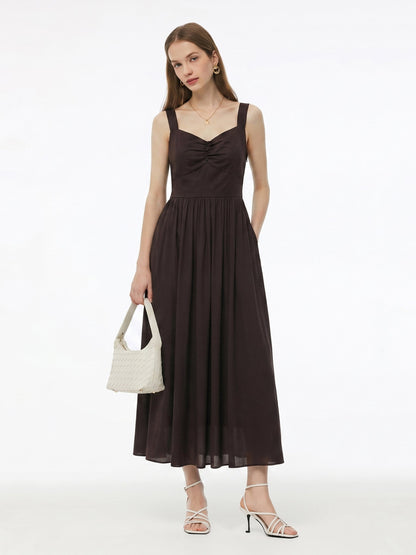 Cotton Sleeveless Women Maxi Dress With Detachable Chest Pads And Floral Choker