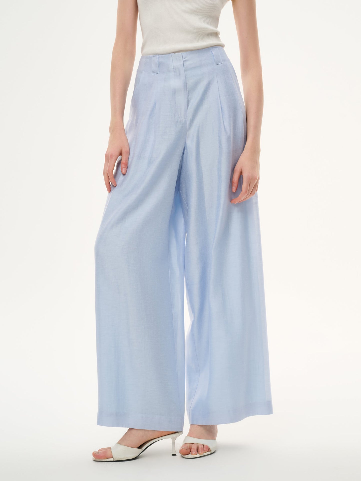 Tencel Acetate Linen Blend Women Straight Leg Pants