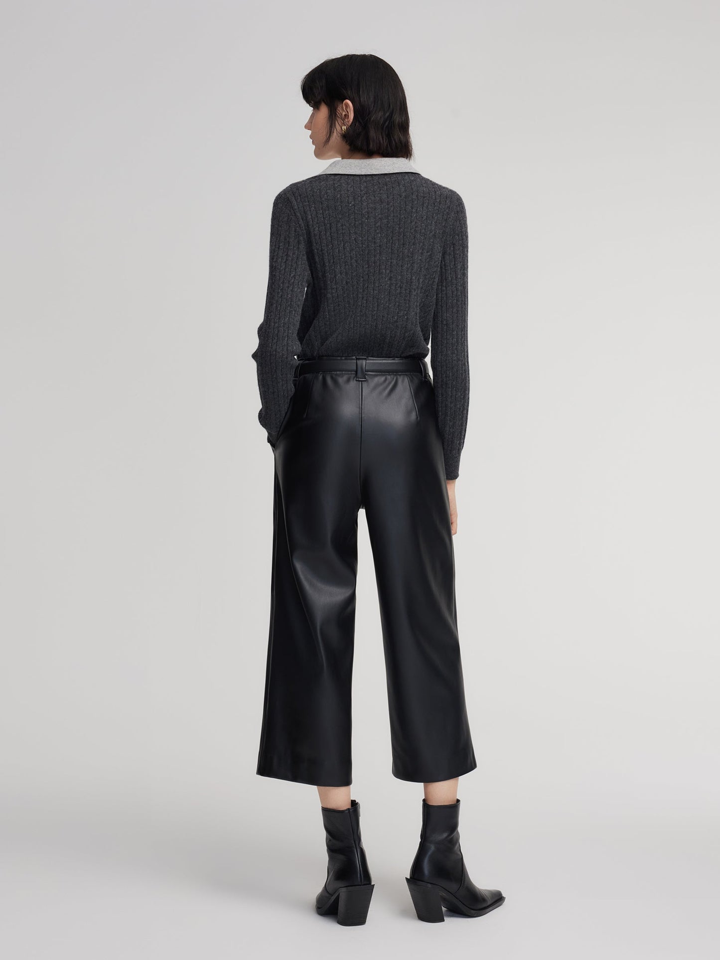 PU Leather Wide Leg Women Pants