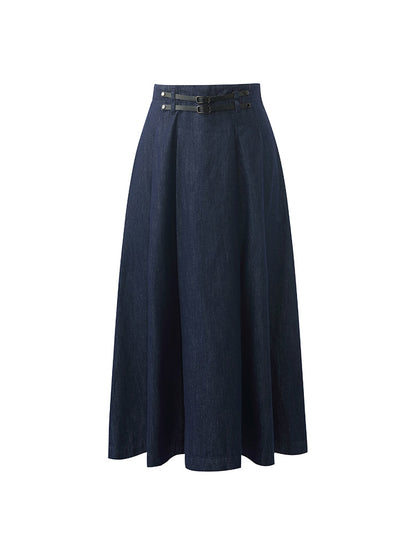 Denim Pleated Women Half Skirt