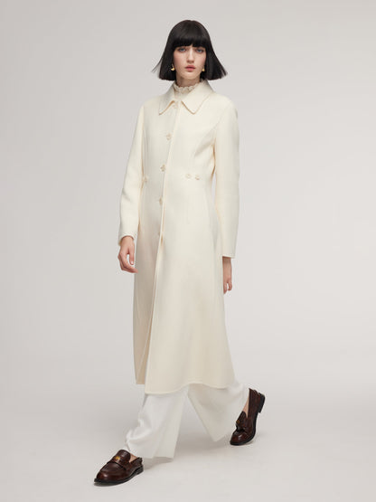 Cashmere Wool Blend Women Overcoat With Detachable Waist Tab