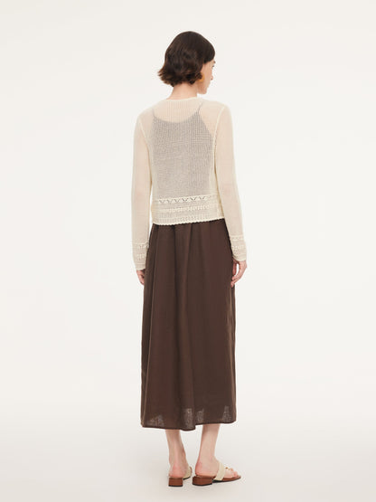 100% Cotton Openwork Tie Front Women Cardigan