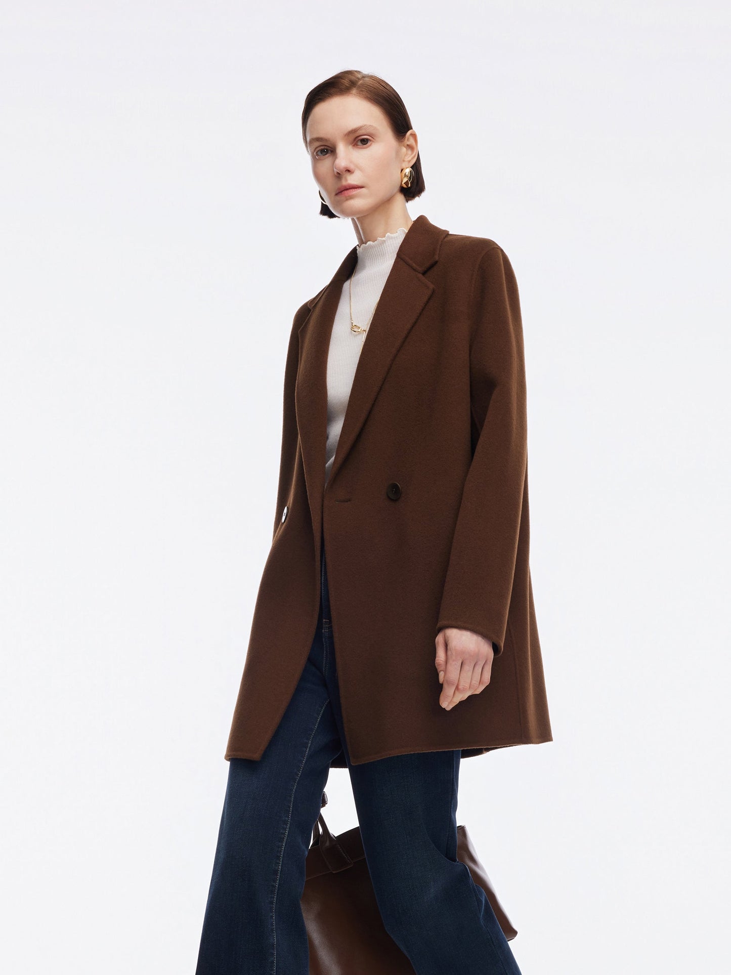 Cashmere Wool Blend Double-Faced Women Coat