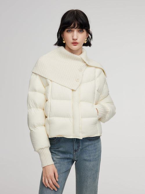 Cocoon Knitted Convertible Collar Goose Down Jacket