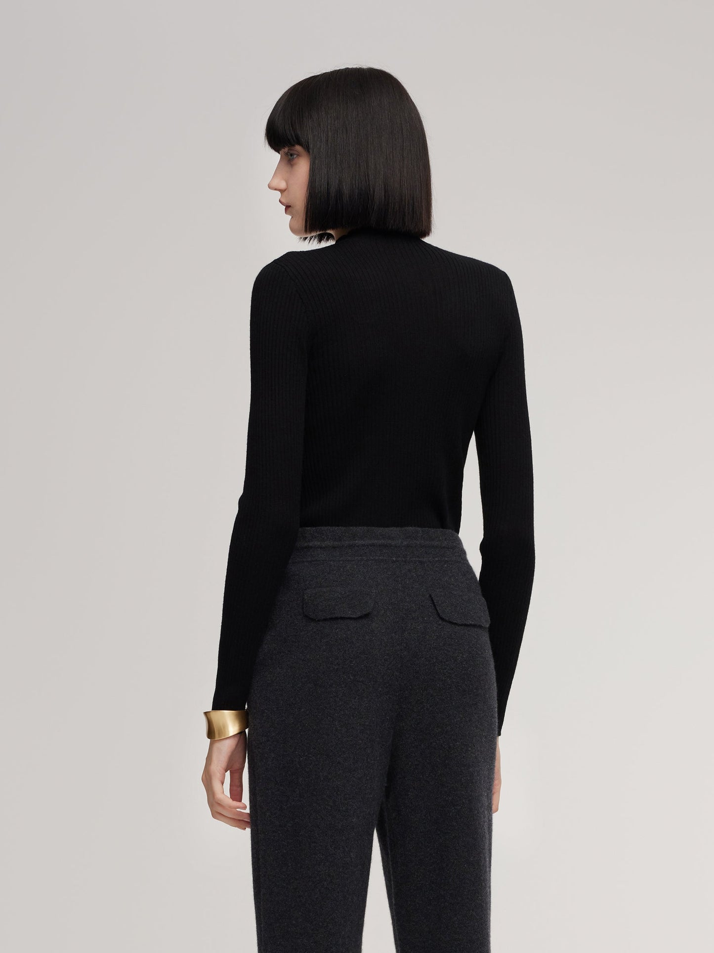 100% Washable Wool Mock Neck Women Knit Top