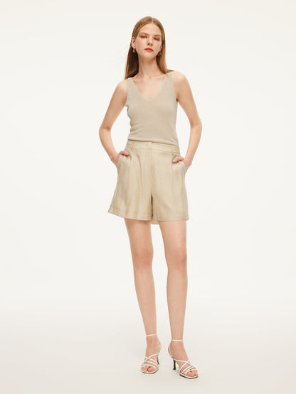 Tencel Acetate Linen Blend Women Shorts