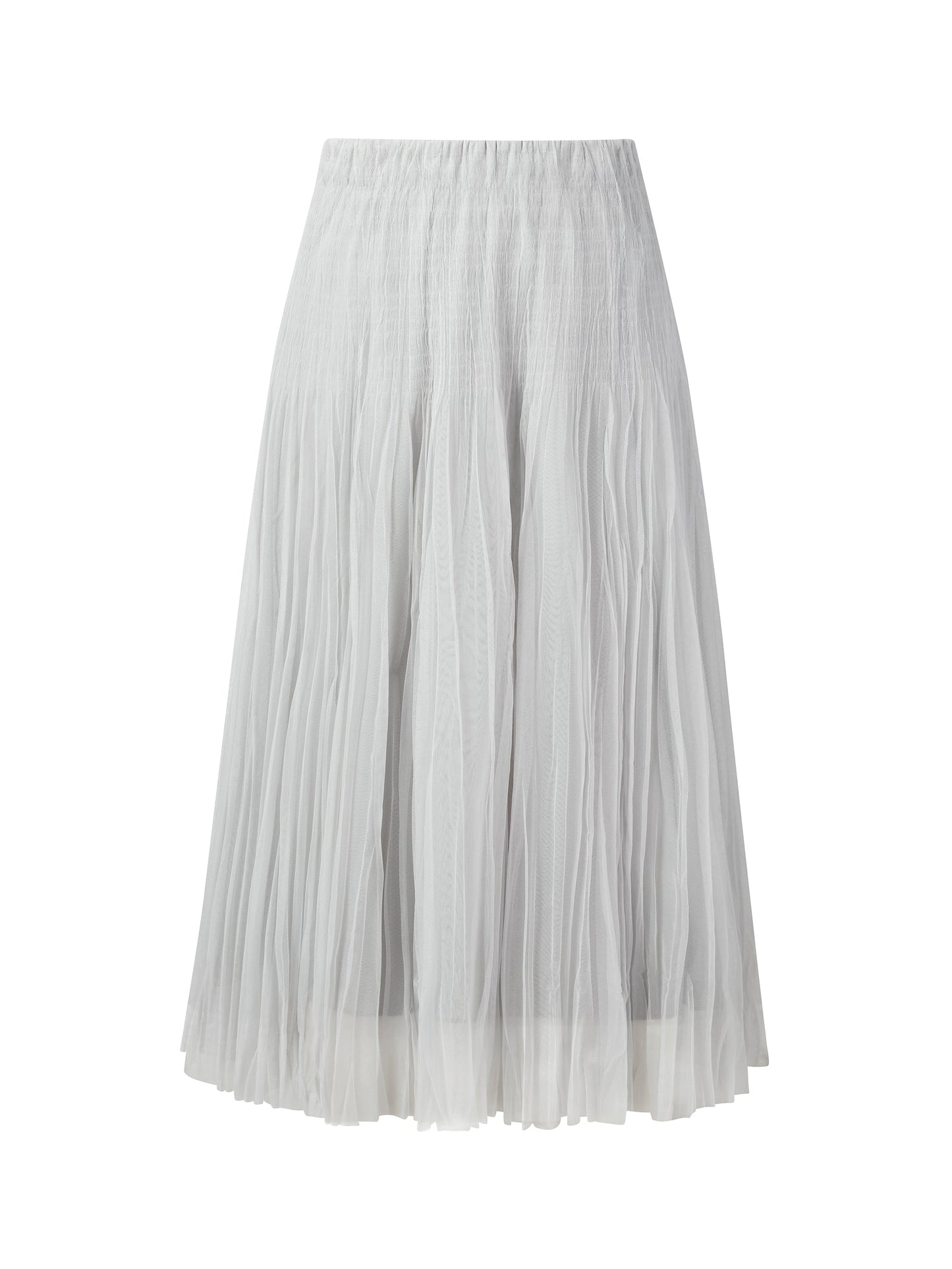Elastic Waist A-Line Pleated Women Mesh Skirt