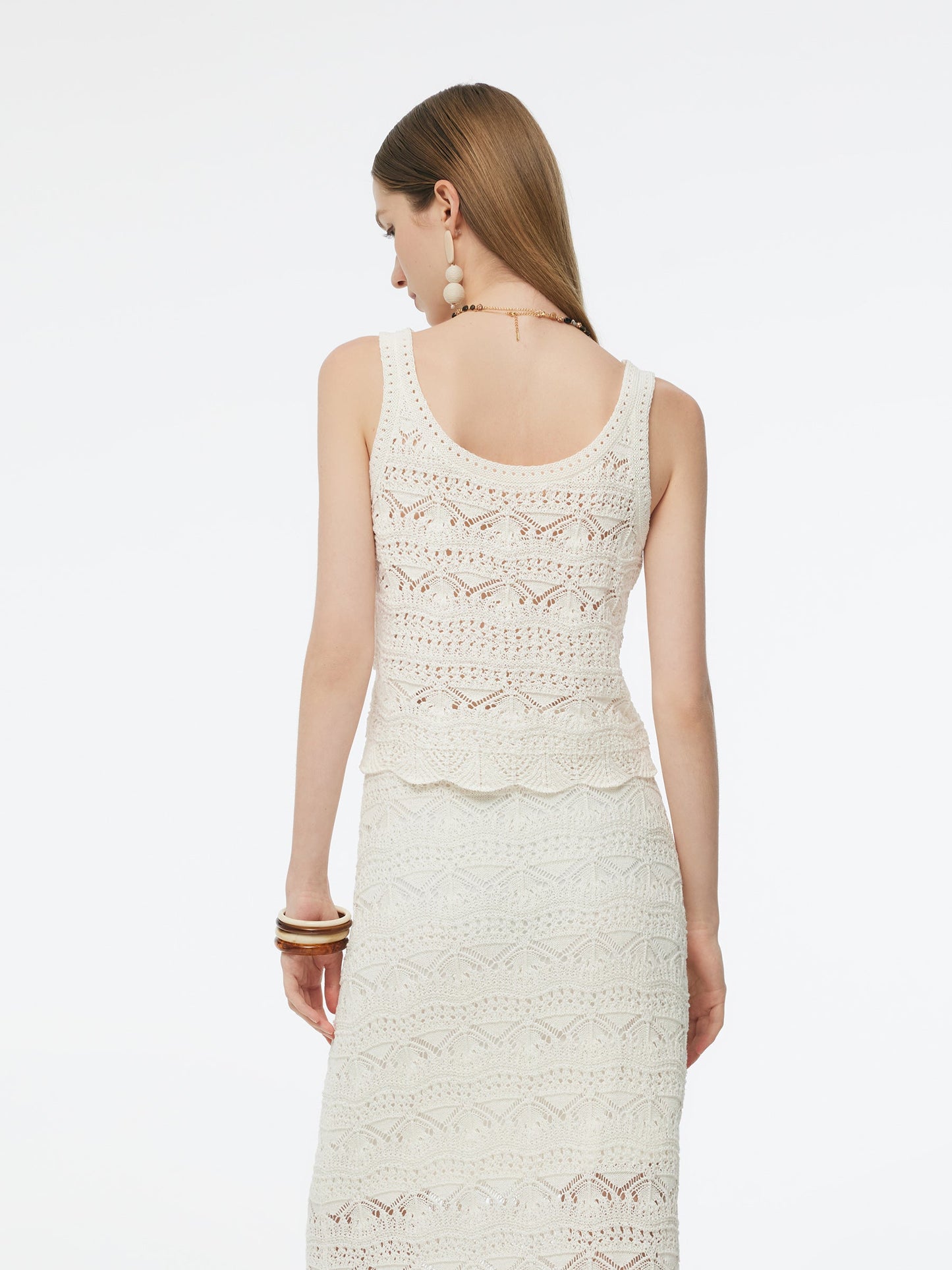 Linen Cotton Blend Women Openwork Tank Top