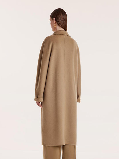 Pure Cashmere Double-Breasted Coat With Beret