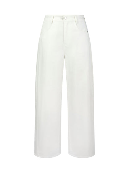 Lyocell Cotton Blend Adjustable Waist Women Curved-Leg Jeans