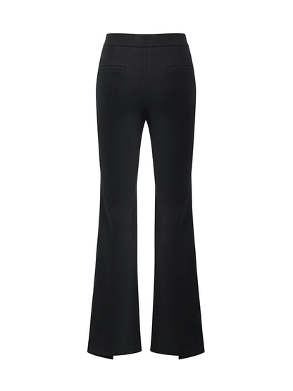 Mid-Rise Slit Micro-Flared Women Pants