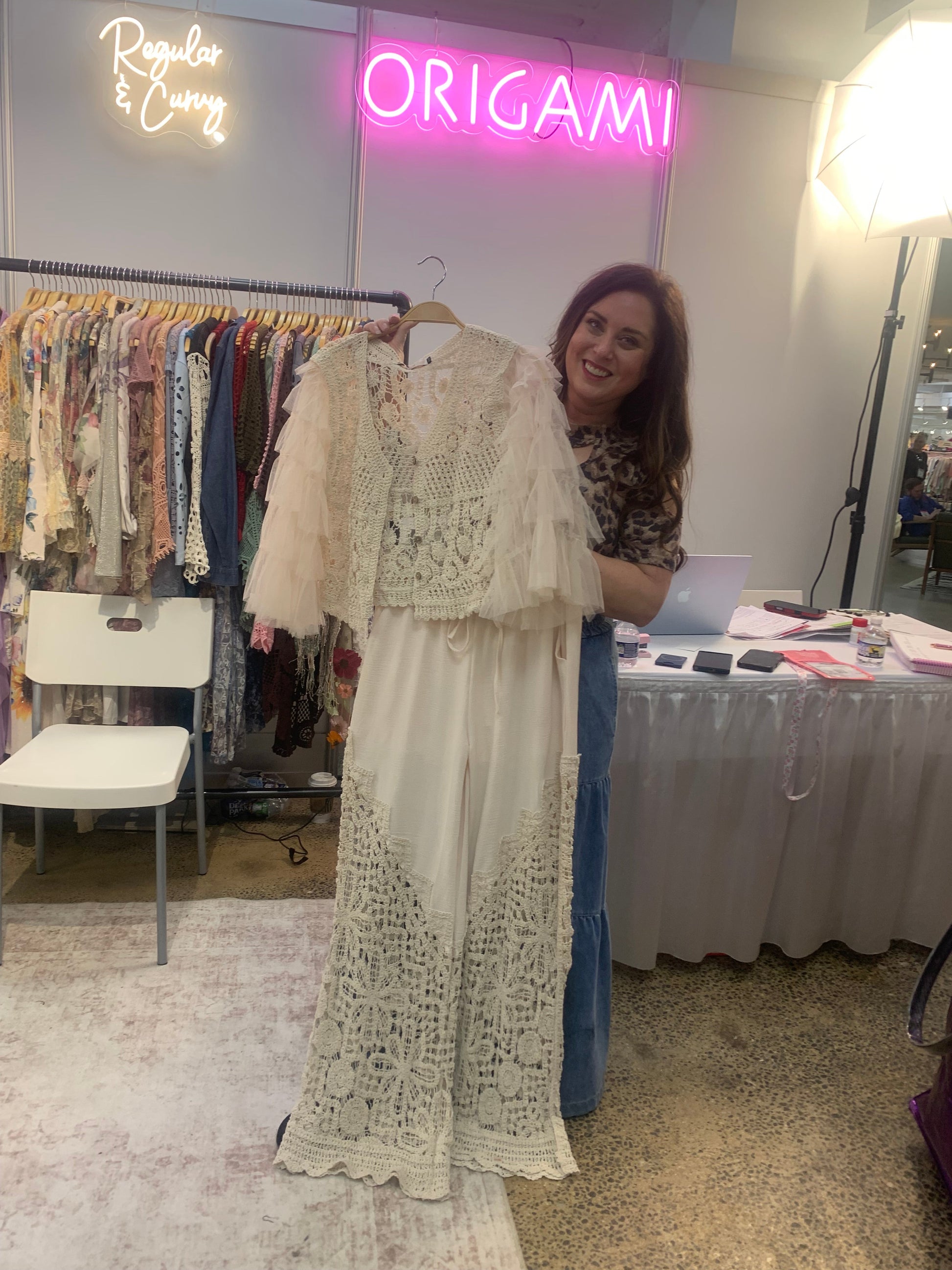 Origami - Runway Romance Crochet & Tulle Cropped Cardigan