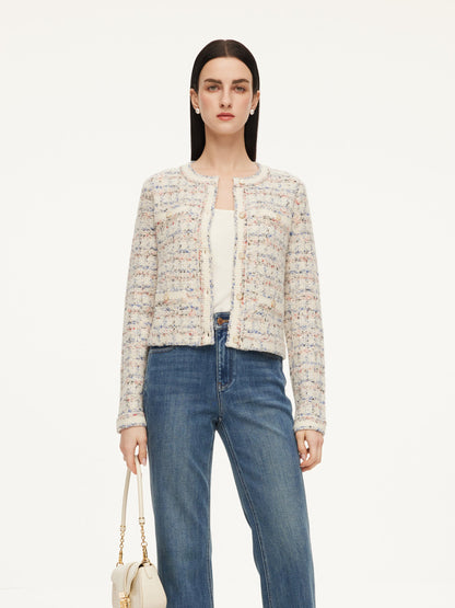 Wool Blend Jacquard Women Cardigan