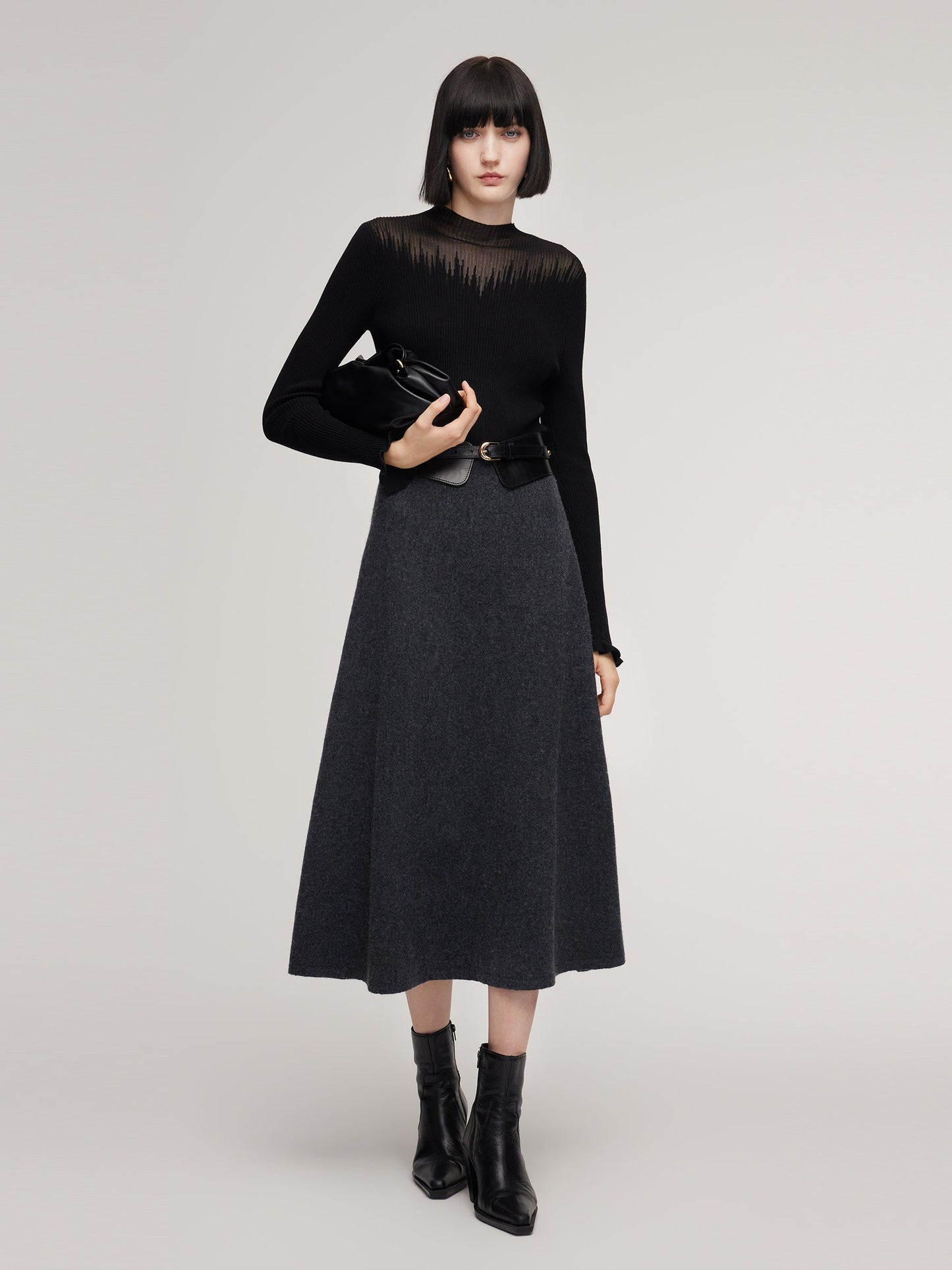 100% Wool A-Line Women Flared Skirt