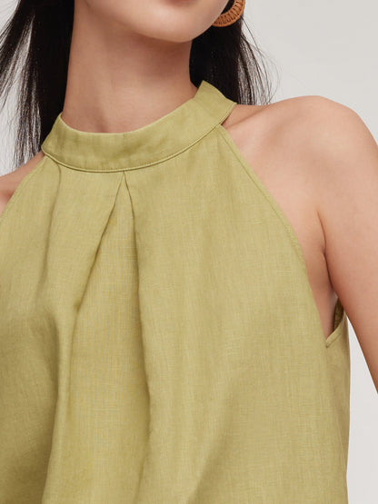 100% Linen Women Halter Tank Top