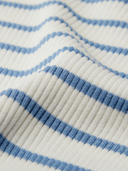 Lyocell Blend Stripe Square Neck Women Knit Top