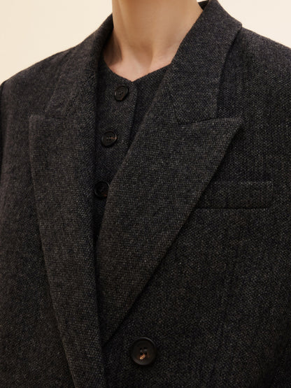 100% Washable Wool Notched Collar Women Blazer