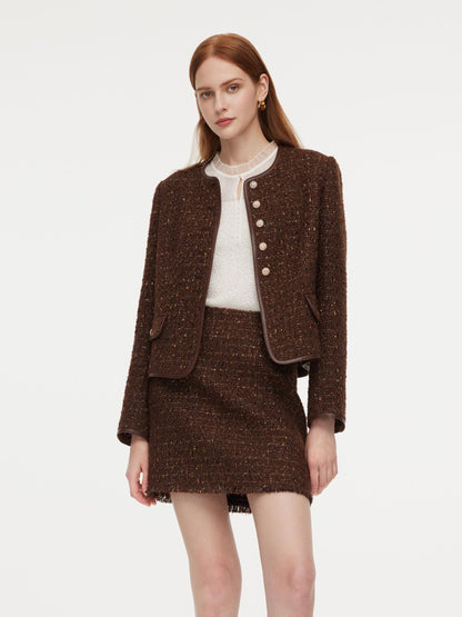 [Preview] Wool Blend Tweed Sequins Women Jacket