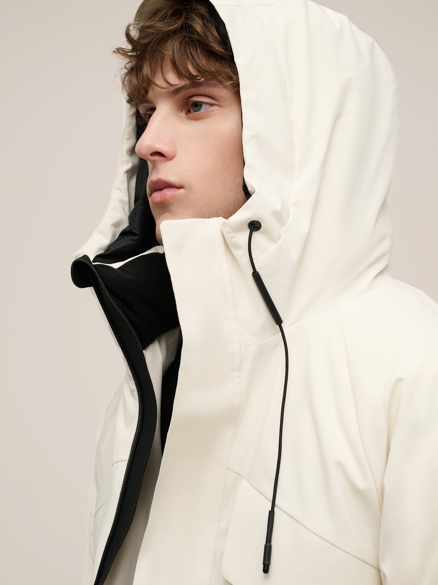 Drawstring Waist Unisex Hooded Goose Down Coat