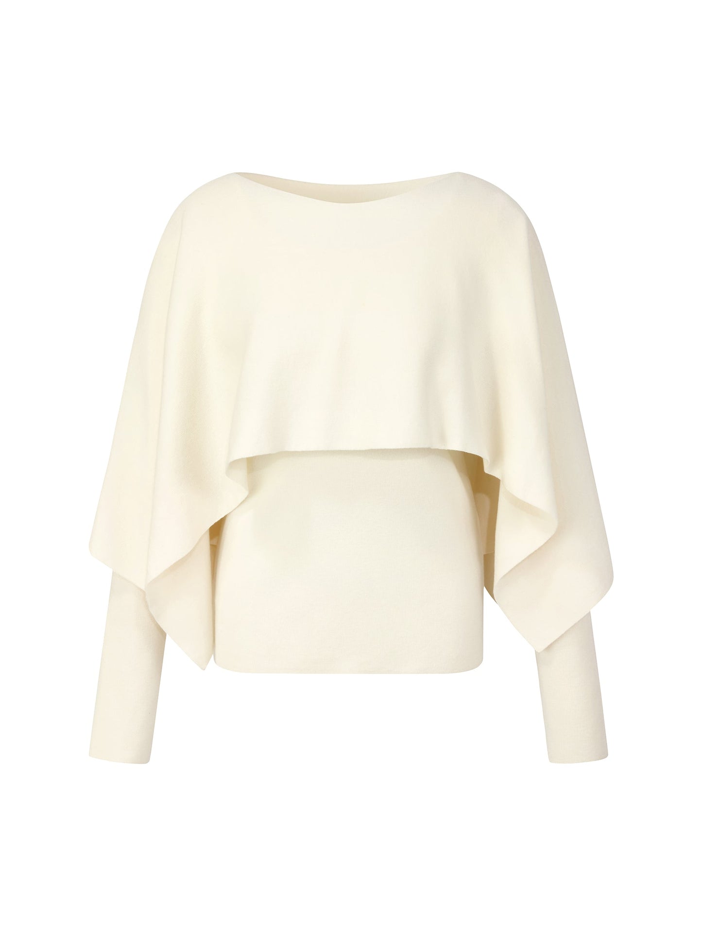 Tencel Wool Blend Women Knit Top With Pullover Cape