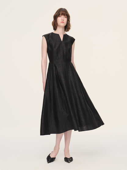 18MM Gambiered Canton Gauze Women Cap Sleeve Maxi Dress