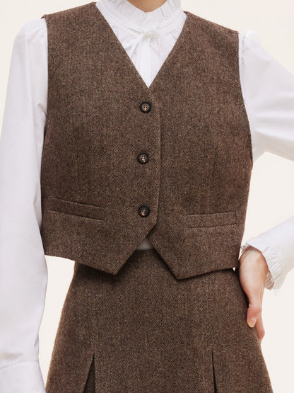 100% Washable Wool V-Neck Women Vest