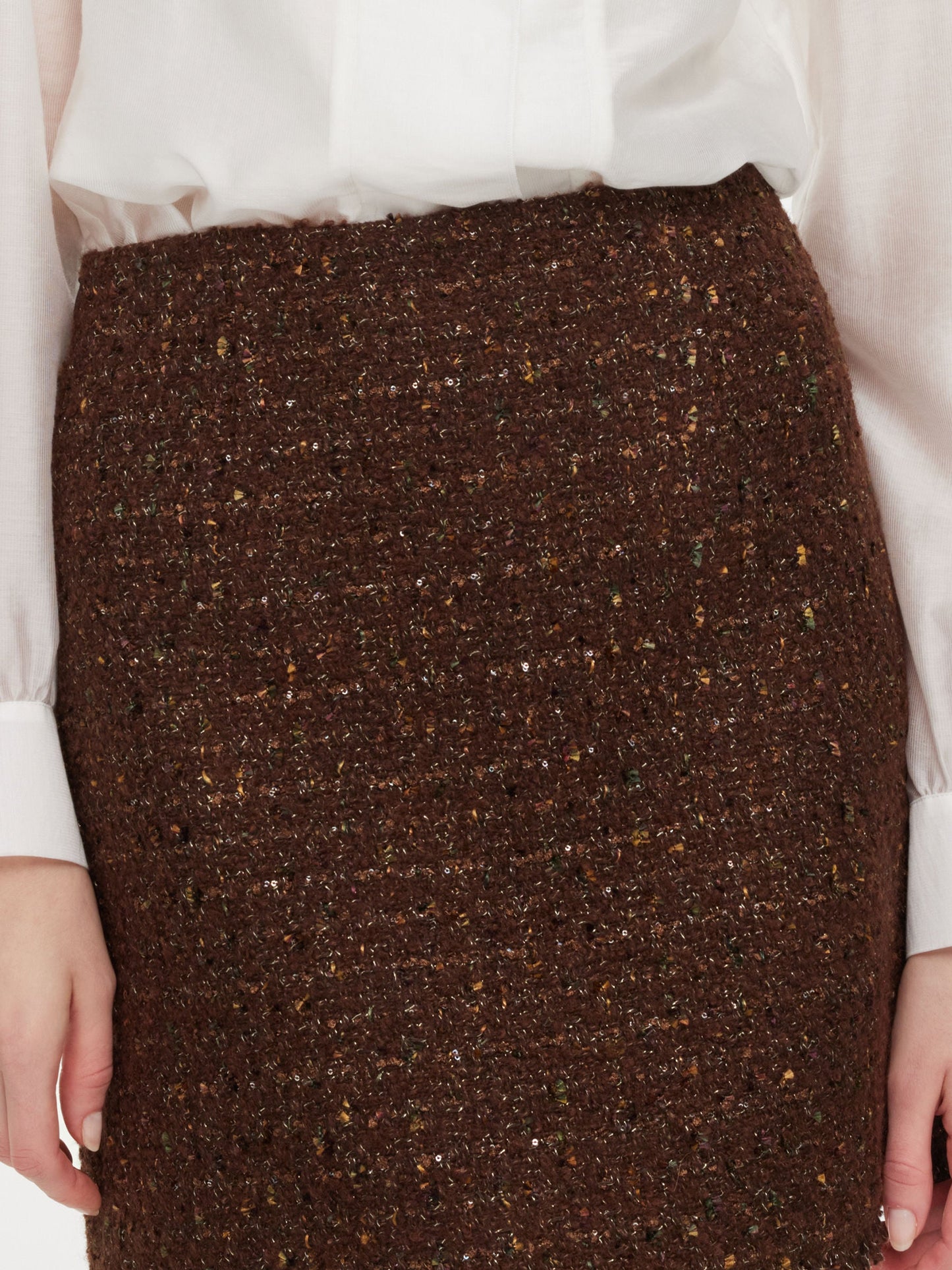 [Preview] Wool Blend Tweed Sequins Women A-Line Skirt
