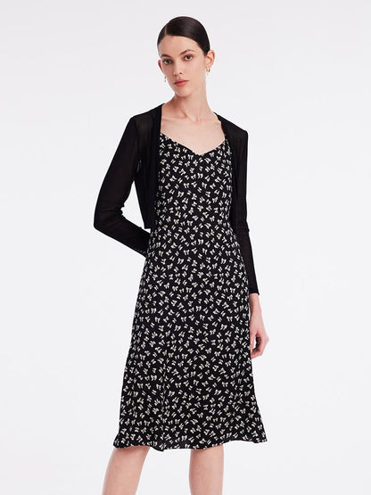 Spaghetti Strap Dress With Knitted Cardigan Two-Piece Set