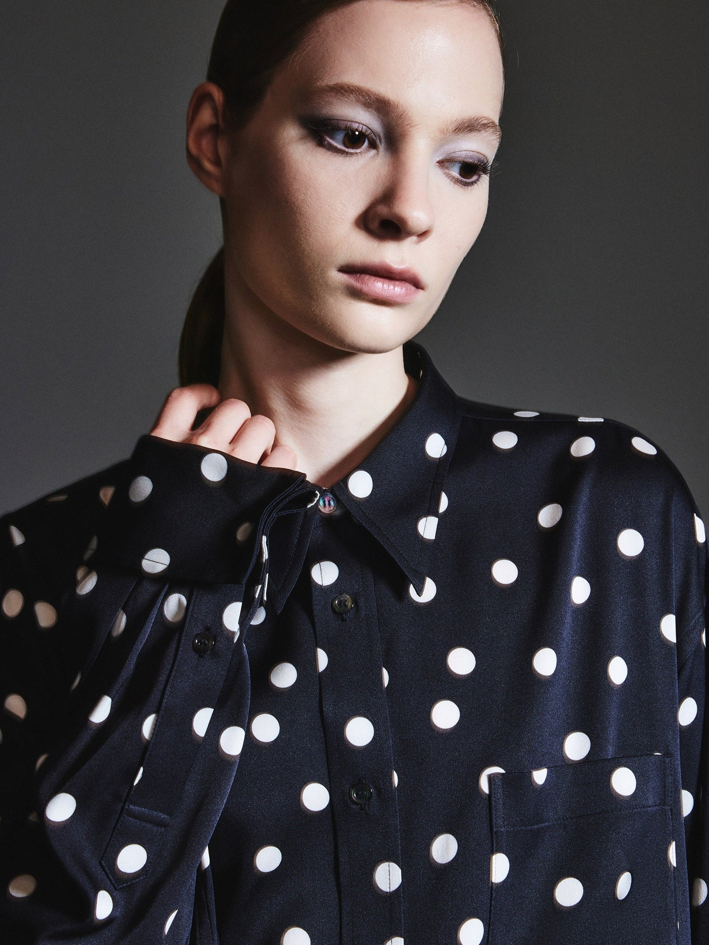 22MM Mulberry Silk Polka Dots H-Line Unisex Shirt