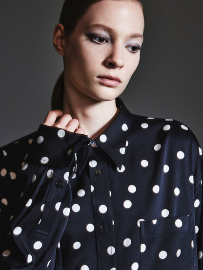 22MM Mulberry Silk Polka Dots H-Line Unisex Shirt