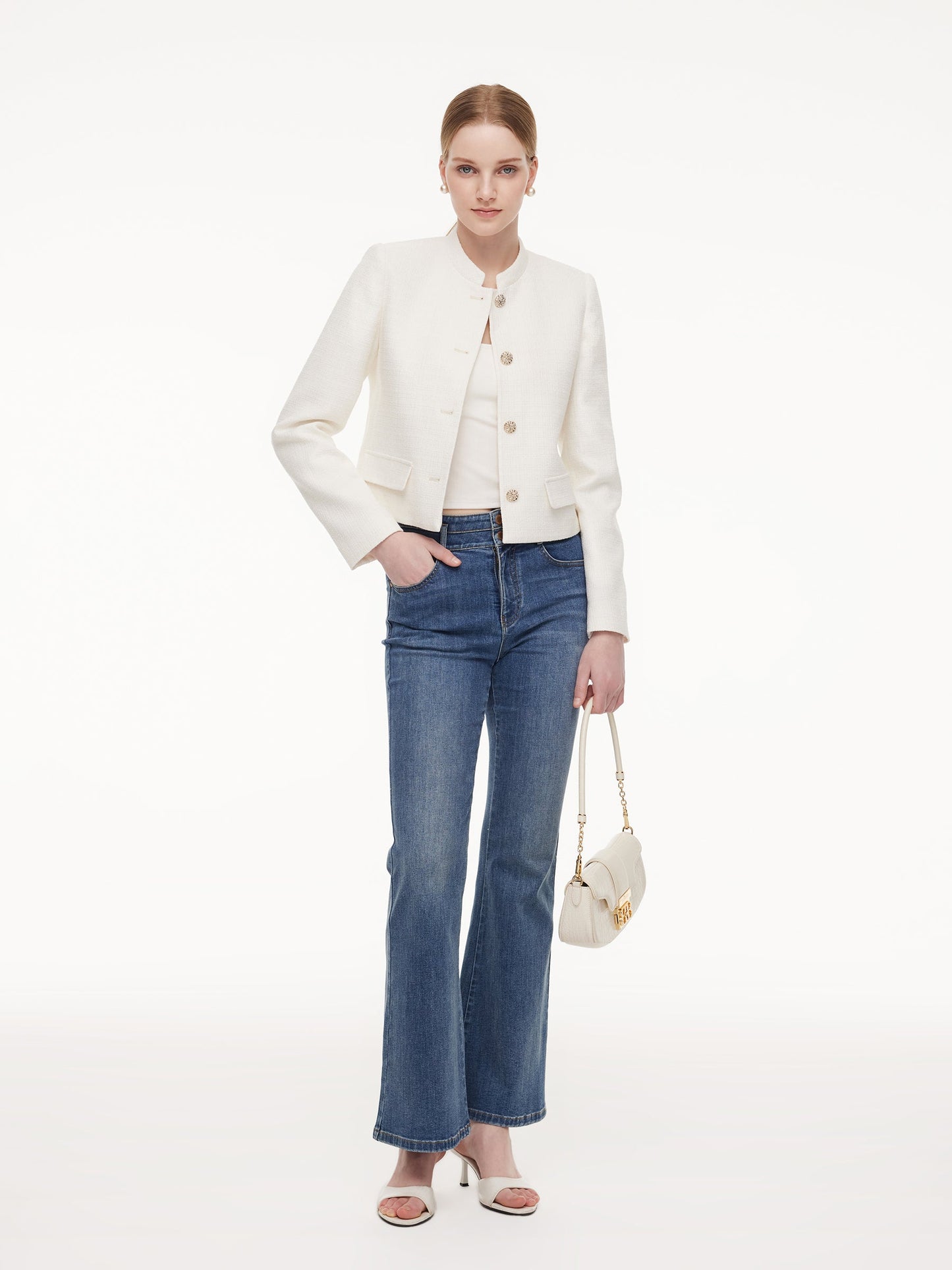 Stand Collar Single-Breasted Women Jacket