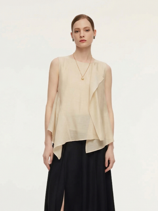 Lyocell Blend Ruffle-Detailing Women Tank Top
