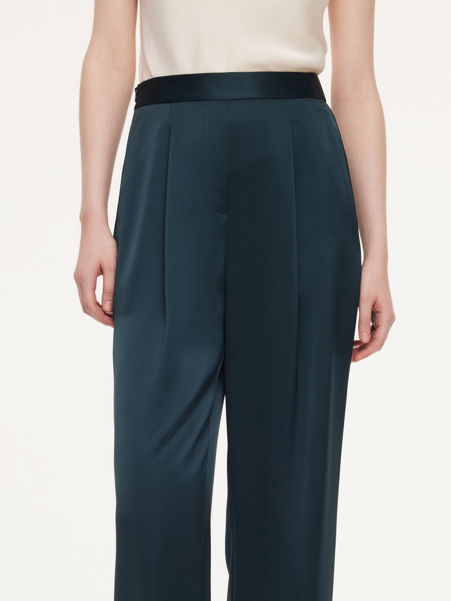 Triacetate Blend Women Straight Leg Pants