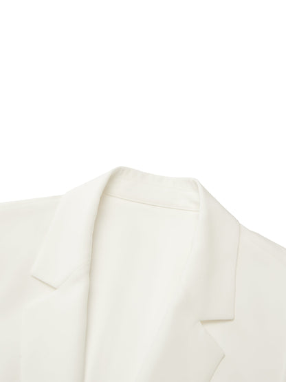 Triacetate Blend One Button Women Ruched Sleeve Blazer
